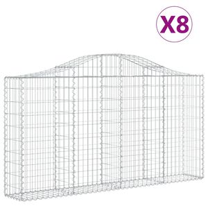 vidaXL Габионни кошници арка 8 бр 200x30x100/120 см поцинковано желязо