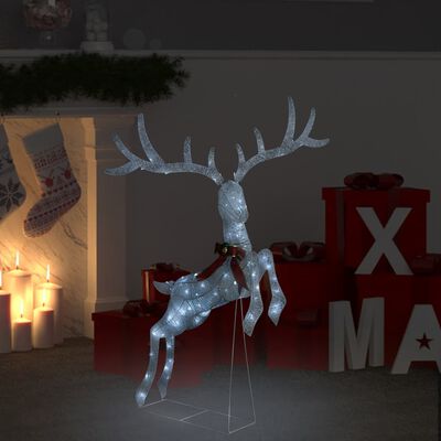 vidaXL Коледна украса летящ елен, 120 LED, бял, студено бяло