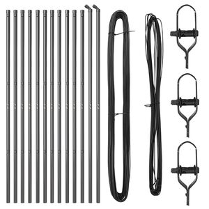 vidaXL Оградни стълбове 13 pcs Сив Ø32mm 210 см Поцинкована стомана