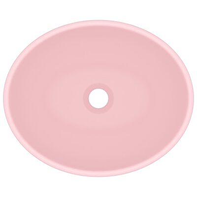 vidaXL Луксозна овална мивка, матово розова, 40x33 см, керамика