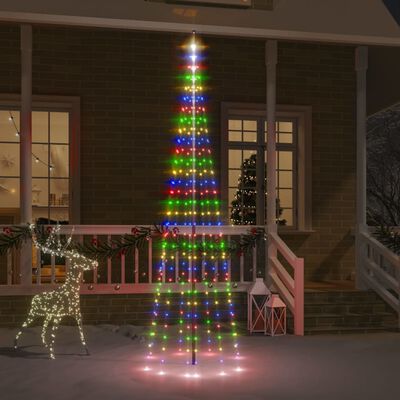 vidaXL Коледна елха на флагщок, цветно, 310 LED, 300 см