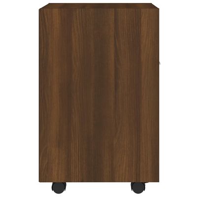 vidaXL Нощно шкафче с колелца, кафяв дъб, 33x38x60 см, инженерно дърво