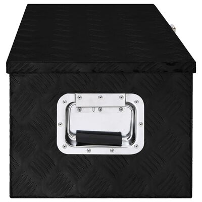 vidaXL Кутия за съхранение, черна, 80x39x30 см, алуминий