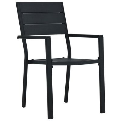 vidaXL Градински столове, 2 бр, черни, HDPE, имитация на дърво
