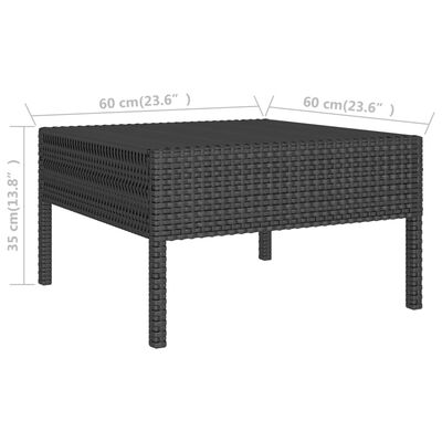 vidaXL Градински комплект с възглавници, 9 части, полиратан, черен
