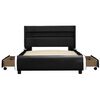 vidaXL Рамка за легло с LED, черна, изкуствена кожа, 100x200 cм