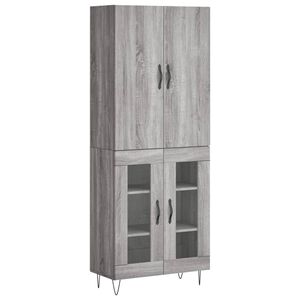 vidaXL Висок шкаф, сив сонома, 69,5x34x180 см, инженерно дърво
