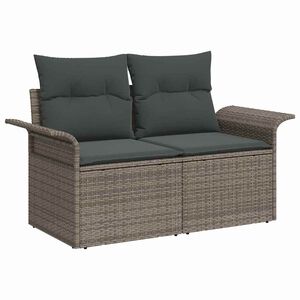 vidaXL Градински диван с възглавница Сив 141 x 62 x 69cm полиратан