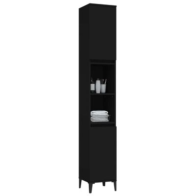 vidaXL Шкаф за баня, черен, 30x30x190 см, инженерно дърво