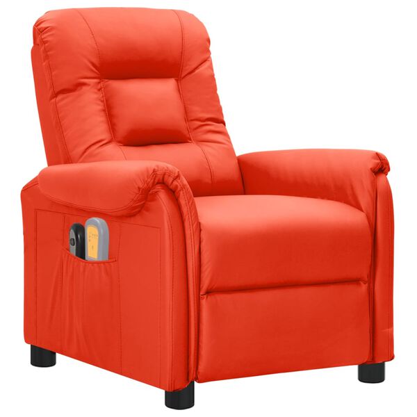 vidaXL Електрически масажен стол, червен, изкуствена кожа