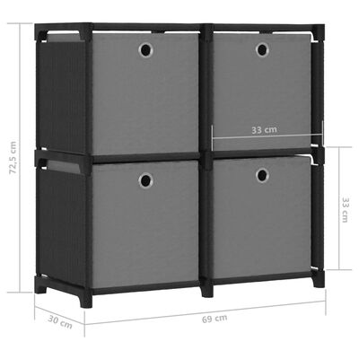 vidaXL Органайзер с 4 отделения с кутии, черен, 69x30x72,5 см, плат
