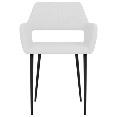 vidaXL Трапезни столове, 6 бр, бели, текстил