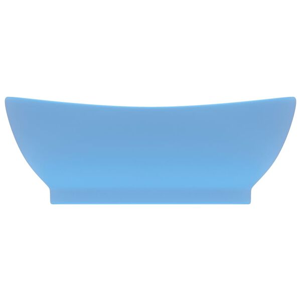 vidaXL Мивка с преливник лукс овал светлосин мат 58,5x39 см керамика