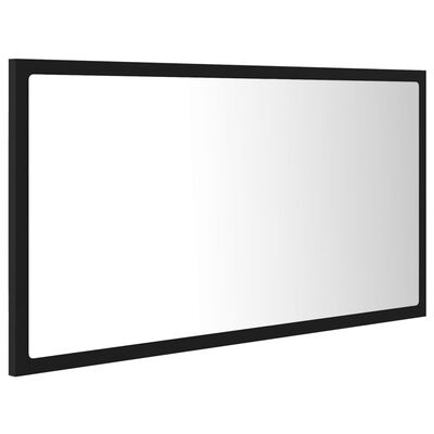 vidaXL LED огледало за баня, черно, 80x8,5x37 см, акрил