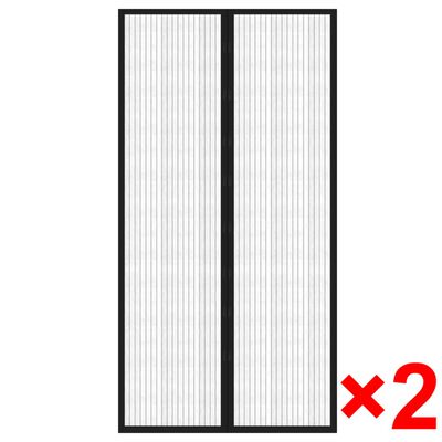 vidaXL Врата против насекоми с велкро и магнит, 2 бр, черна, 210x100см