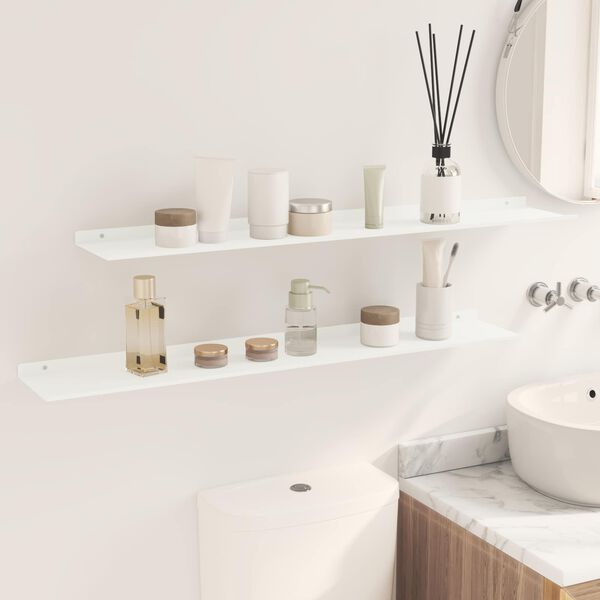 vidaXL Плаващ рафт 2 pcs Бял 100 x 18 x 2,5 см Стомана