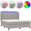 vidaXL Боксспринг легло с матрак и LED, светлосиво, 180x200 см, плат