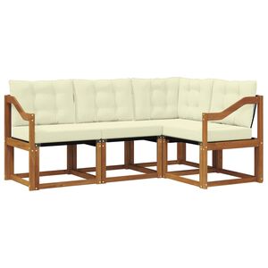 vidaXL Комплект дивани за открито 4 pcs Натурален и Крема