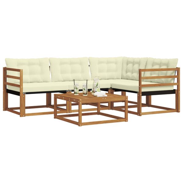 vidaXL Комплект дивани за открито 5 pcs Натурален и Крема