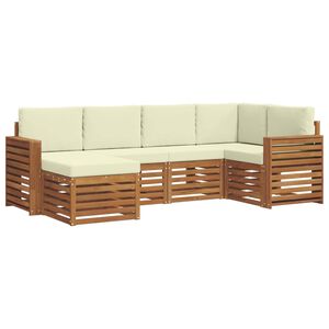 vidaXL Комплект секционен диван с възглавница 6 pcs Натурален и Крема