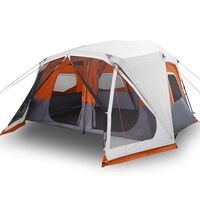 vidaXL Къмпинг палатка с LED лампички, 10-местна, светлосив и оранжев