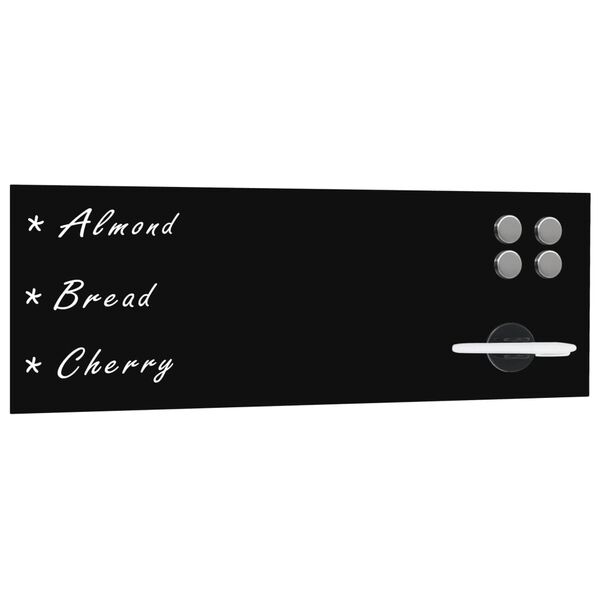 vidaXL Черна магнитна дъска за монтаж на стена, стъклена, 60x20 см