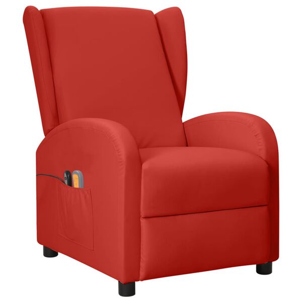 vidaXL Wingback електрически масажен стол виненочервен изкуствена кожа
