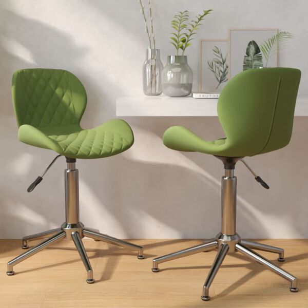vidaXL Въртящи се трапезни столове, 2 бр, светлозелени, кадифе