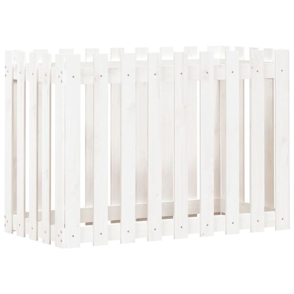vidaXL Градинска леха с дизайн на ограда бяла 100x50x70 см бор масив