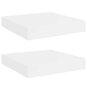 vidaXL Окачени стенни рафтове, 2 бр, бял гланц, 23x23,5x3,8 см, МДФ