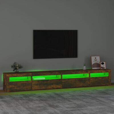 vidaXL ТВ шкаф с LED осветление, опушен дъб, 270x35x40 см