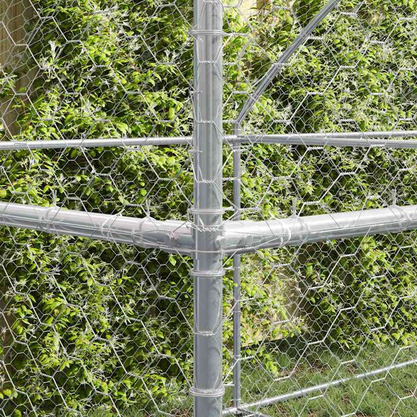 vidaXL Кучешка клетка 4 pcs Сребрист 8 x 2 x 2 m Поцинкована стомана