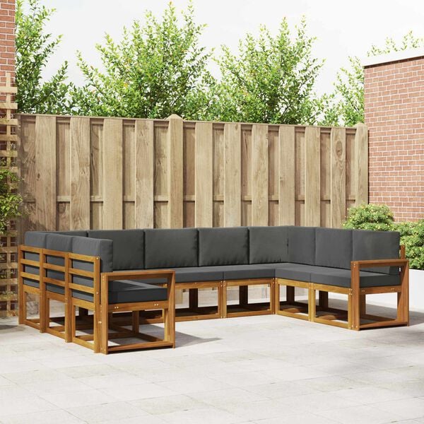 vidaXL Комплект дивани за открито 9 pcs Натурален и Антрацит