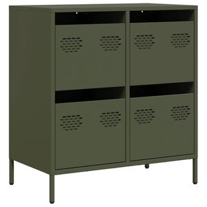vidaXL Бюфет, маслиненозелен, 68x39x73,5 см, студеновалцувана стомана