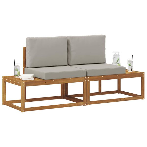 vidaXL Външен край на диван 2 Брой Естествено и светло сиво