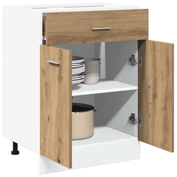 vidaXL Шкаф с чекмеджета "Lyon", дъб Artisan, 60x46x81,5 см, инженерно дърво