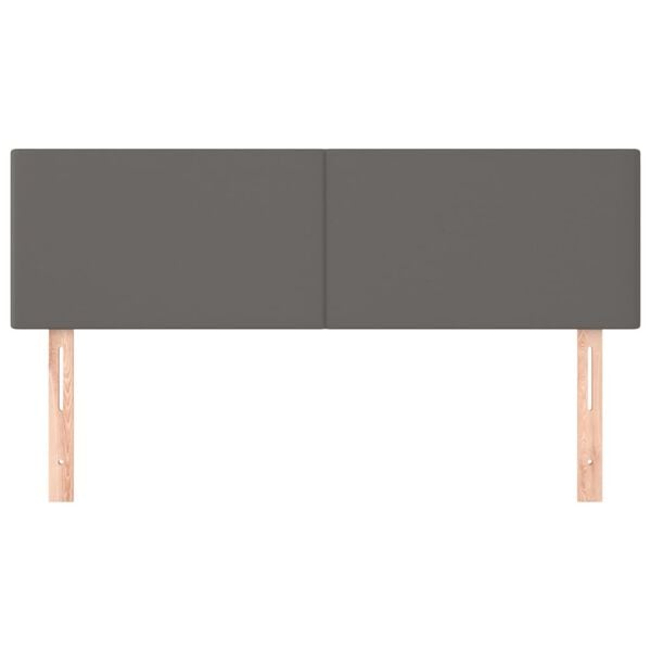 vidaXL Табла за легло, сива, 144x5x78/88 см, изкуствена кожа