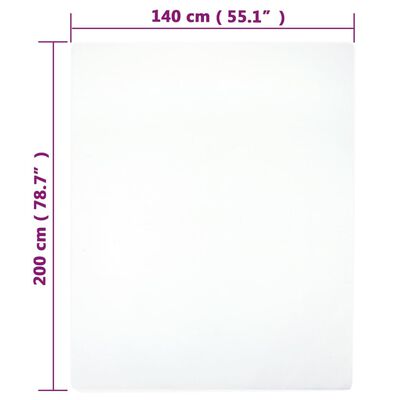vidaXL Чаршаф с ластик, бял, 140x200 см, памук