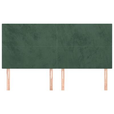 vidaXL Горна табла за легло, 4 бр, тъмнозелена, 100x5x78/88 см, кадифе