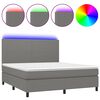 vidaXL Боксспринг легло с матрак и LED, тъмносиво, 160x200 см, плат