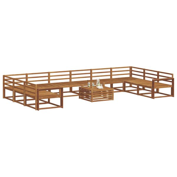 vidaXL Комплект дивани за открито 11 pcs Естествен