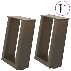 vidaXL Крака за масичка за кафе, U-образни, 2 бр., естествена стомана, 30 x (30-31) см, стомана