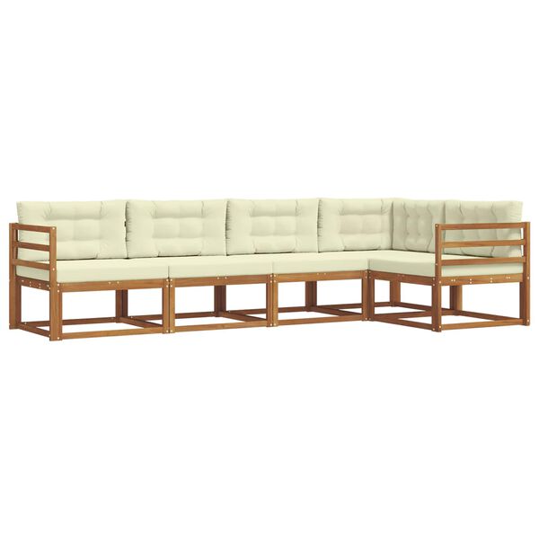 vidaXL Комплект дивани за открито 5 pcs Натурален и Крема