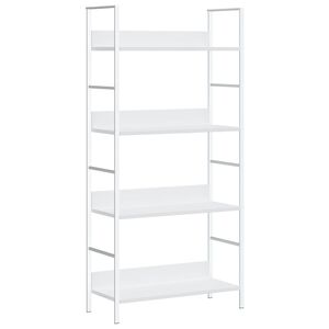 vidaXL Библиотека с 4 рафта, бяла, 60x27,6x124,5 см, инженерно дърво