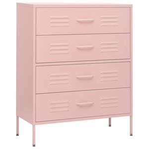 vidaXL Шкаф с чекмеджета, розов, 80х35х101,5 см, стомана