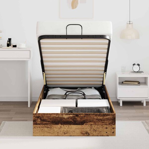 vidaXL Отоманско легло със съхранение Старо дърво 75,5 x 190 см