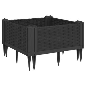 vidaXL Градинска кашпа с колчета, черна, 42,5x42,5x28,5 см, PP