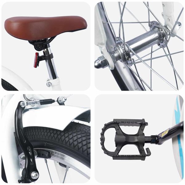 vidaXL Детски Велосипед 18 инча за деца на възраст 5-7 години Бяло