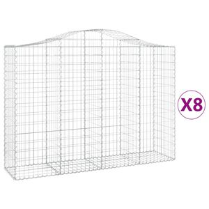 vidaXL Габионни кошници арка 8 бр 200x50x140/160 см поцинковано желязо
