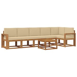 vidaXL Комплект дивани за открито 7 pcs Натурален и Бежов